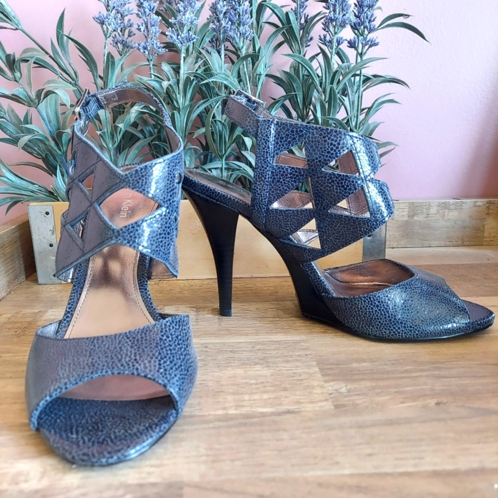 Calvin Klein Dark Blue Textured Heels
